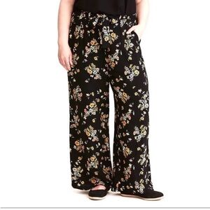 Torrid wide leg floral tie waist pants